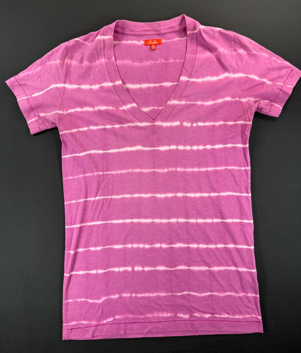 Madewell Hi-Line Magenta Tie Die V Neck Short Sleeve Shirt (Women's Small)